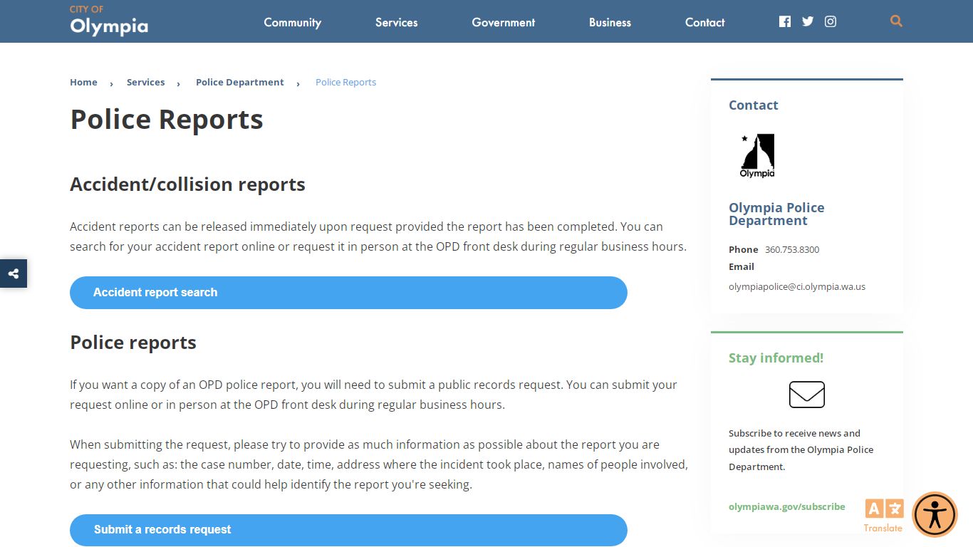 Police Reports - olympiawa.gov